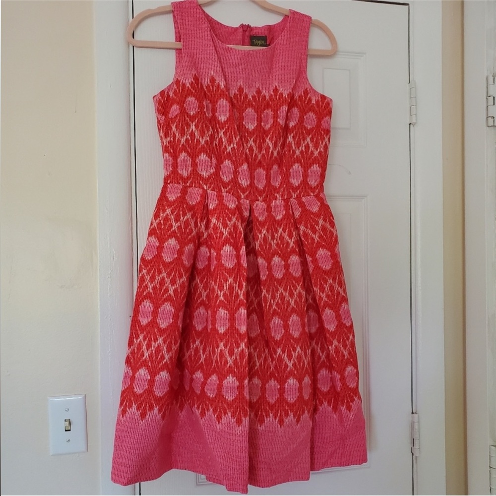 Taylor bright polka dot sleeveless fit-and-flare dress